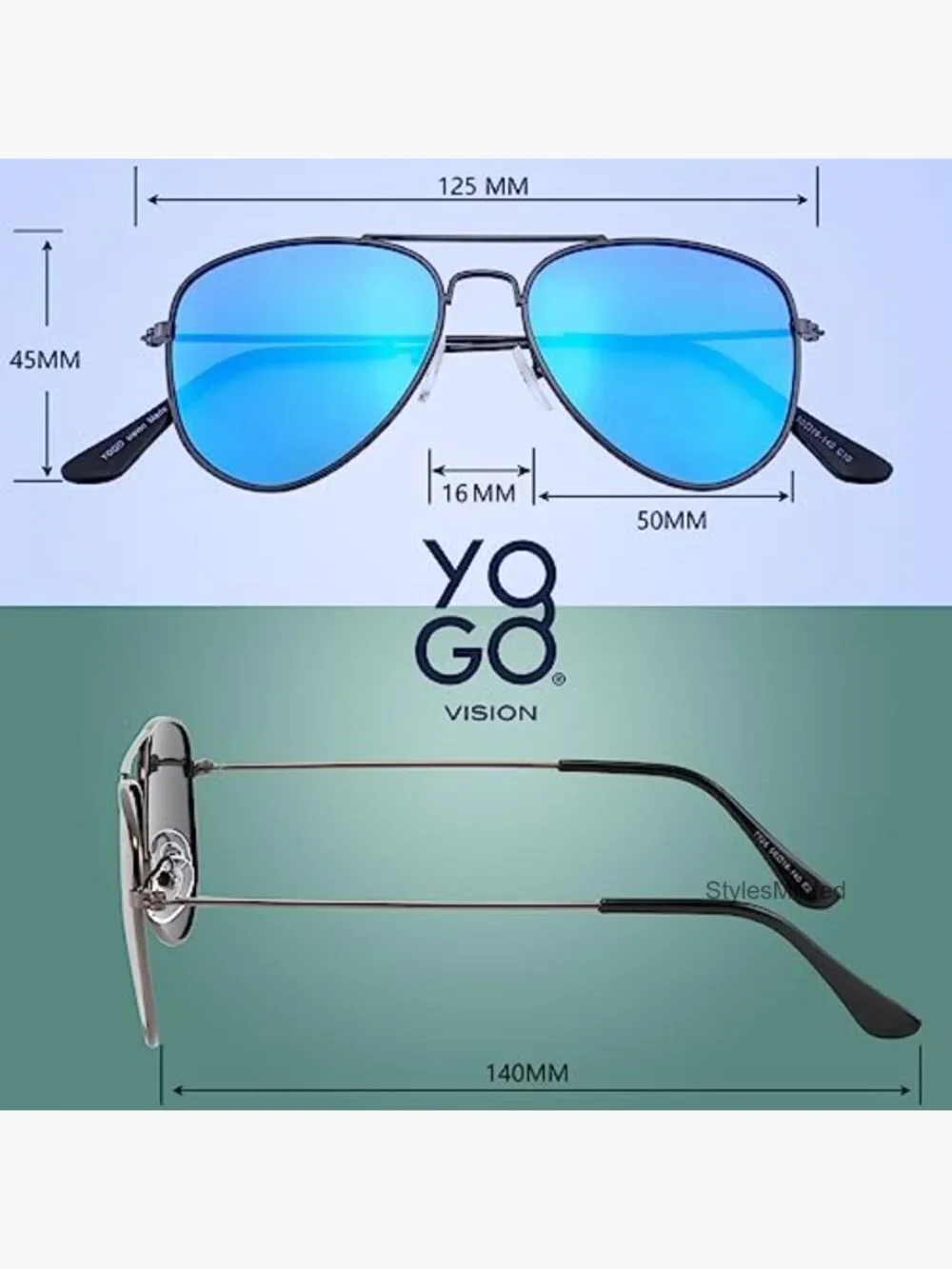 Kids Polarized Aviator Sunglasses 2 Pack UV Protection Lightweight Metal Frame